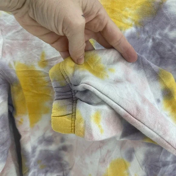 Vans Women's Tie Dye Cropped Sweatshirt XS Elastic Cuff Yellow Pink Purple Skate - Picture 5 of 9
